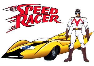 speed racer cartoon sticker RACER X YELLOW RACE CAR