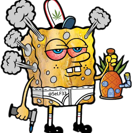 stoned spongebob weed sticker