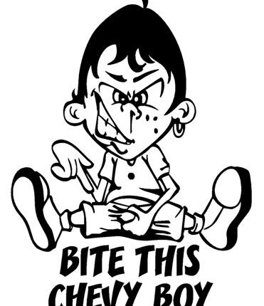 Bite This Chevy Boy funny color auto sticker