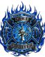 FIREFIGHTER LOGO WITH BLUE FLAMES STICKER