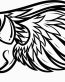 horned skull with wings B&W sticker
