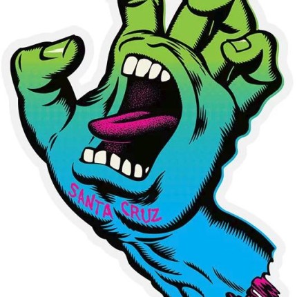 SKATER santa-cruz-neon-hand-sticker-green-blue-fade STICKER