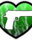 HAND GUN IN HEART FILLS lightning green