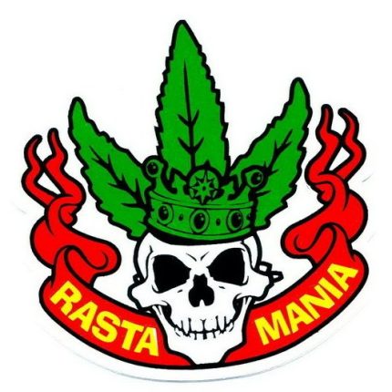 skull rasta mania weed rock punk ski surf sticker