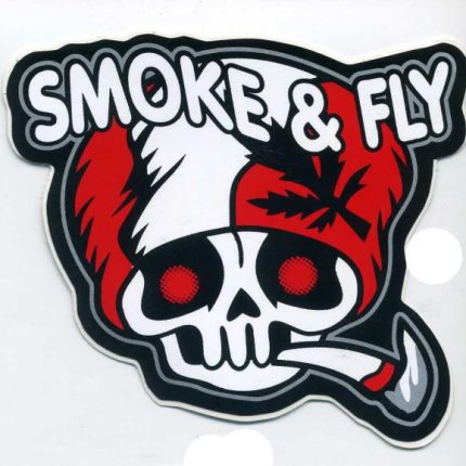 smoke weed and fly skull sticker