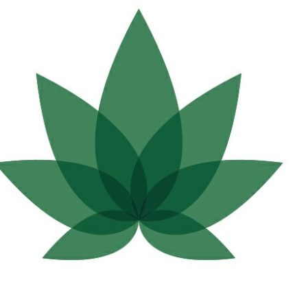 medical marijuana logo sticker green leaf overlap