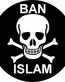 ban islam round sticker