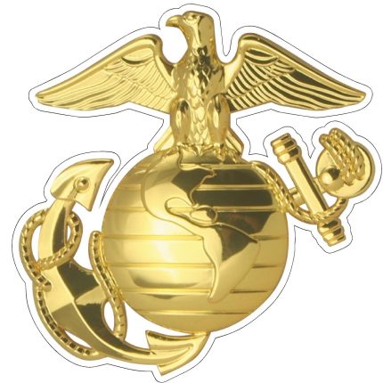 marines chrome gold logo sticker