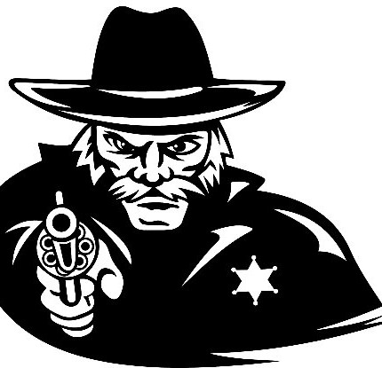 Sheriff Pointing Gun Vinyl Car Window Decal Sticker