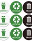 recycle trash bin sticker set of 9