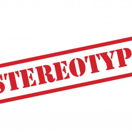 stereotype red and white sticker