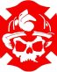 FIREFIGHTER SKULL CROSS RED AND WHITE STICKER