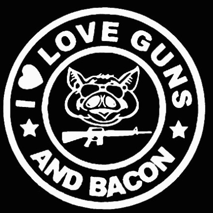 I LOVE GUNS AND BACON DIE CUT FUNNY DECAL 22