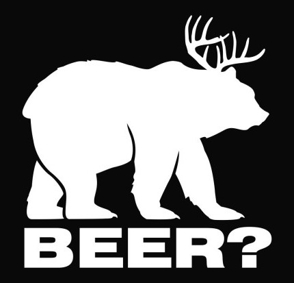 Bear plus Deer equals BEER Die Cut Vinyl Decal Sticker