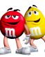 m&m red and yellow sticker