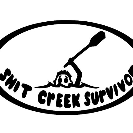 shit creek survivor boating black and white oval sticker