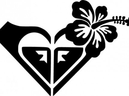 Roxy heart with hawaiian hibiscus flower