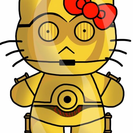 Kitty C3PO Sticker