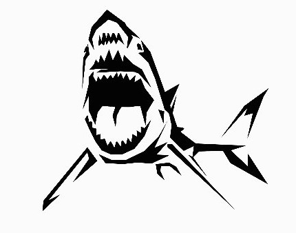 sharke bite die cut fishing decal