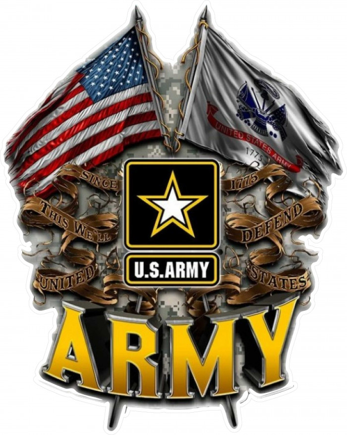 U.S. Army Sticker, The ARMY logo with the American Flag and large star in  the middle.