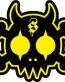 black and yellow skull sticker