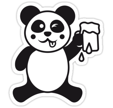 Funny Beer Drinking Panda Sticker