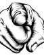 hand pointing black and white sticker