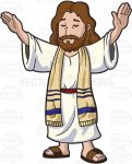 jesus arms up blessing color religious sticker