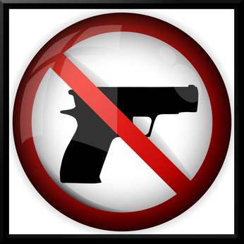 No Hand Gun Button Decal