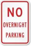 No Overnight Parking Aluminum Sign