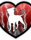 PITBULL HEART STICKER FILLS lightning red