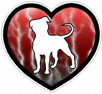 PITBULL HEART STICKER FILLS lightning red