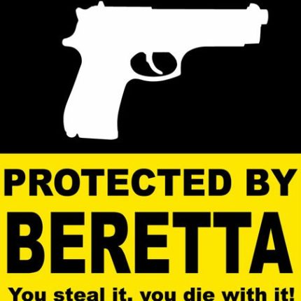 Protected By Beretta Funny Warning Sticker