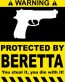 Protected By Beretta Funny Warning Sticker