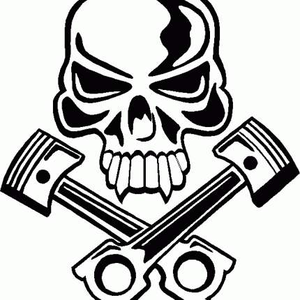 Skull with Pistons 2 Vinyl Decal