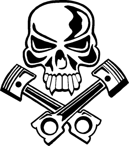 Skull with Pistons 2 Vinyl Decal