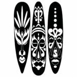 2 African Wall Art TALL MASKS set of 3