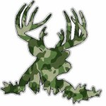 Deer Head Decal 55 - Camo Green