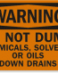Do Not Dump Chemicals Warning Sign