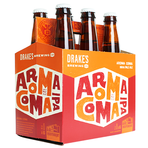 DRAKES BREWING AROMA COMA IPA SIX PACK SHAPED STICKER