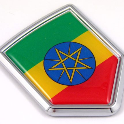 Ethiopia 3D Chrome Flag Crest Emblem Car Decal