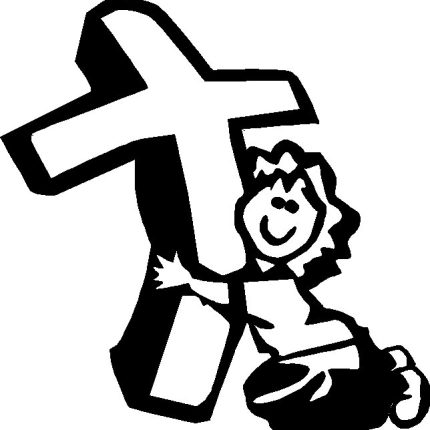 Girl Hugging cross Die Cut Vinyl Decal Sticker