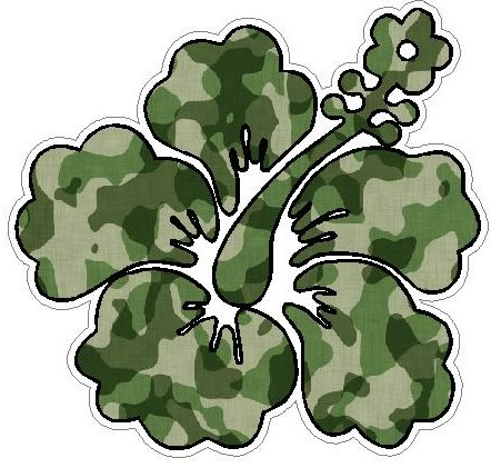 Hibiscus flower camo sticker - GREEN