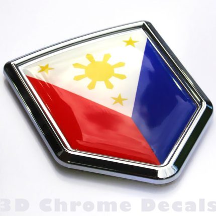 Philippine Flag Crest Car Chrome Emblem 3D Decal Sticker