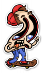 SKATER WEIRD PIZZA EATING SKATER DUDE STICKER