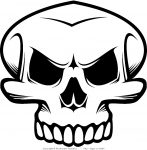 skull graphic B&W sticker