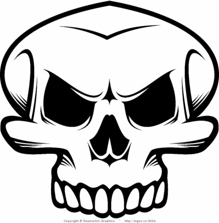 skull graphic B&W sticker