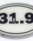 31.9 White Running Oval 3D Chrome Emblem