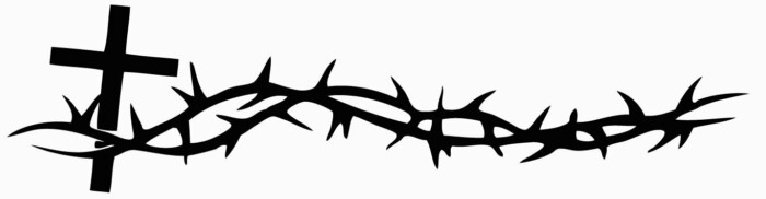 barb wire and cross religion decal RIGHT