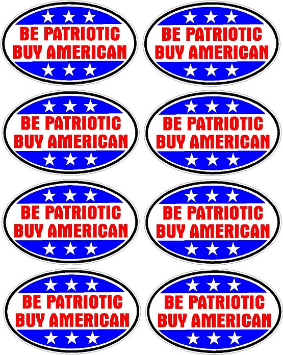 BE PATRIOTIC BUY AMERICAN OVAL Eight Pack 8-1.5x2in